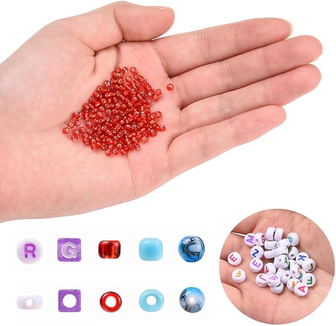 3mm Glass Seed Beads Bracelet Making Kit, Small Beads Friendship Jewelry Craft Kit with Letter Beads & Elastic Cord, DIY Art Craft Gift for Girls