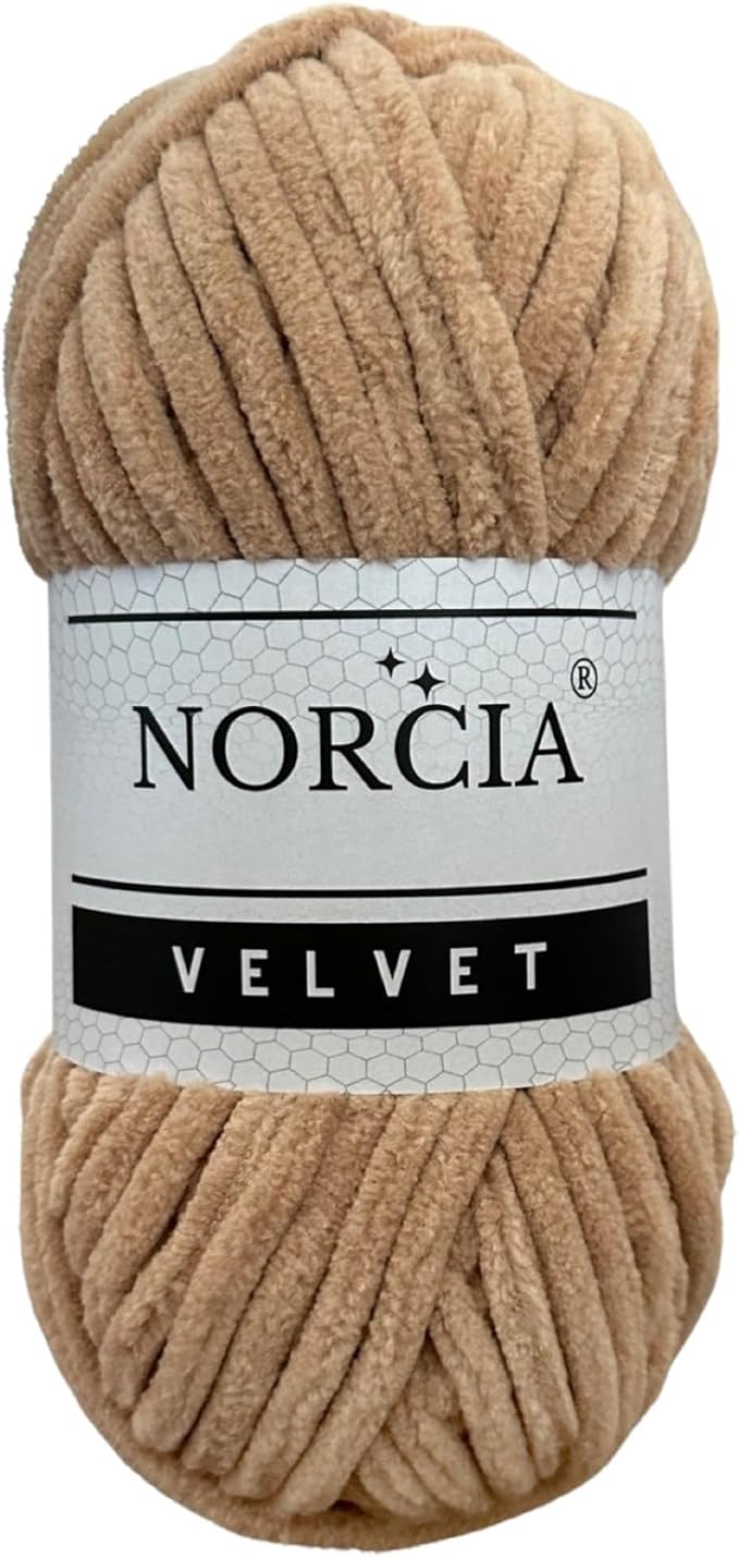 Soft Velvet Yarn Chenille Yarn for Crocheting Super Bulky 100g (74.3 yds) Baby Blanket Yarn for Knitting Amigurumi Yarn Fancy for Crochet Weaving Craft (Camel, 1 Skein)
