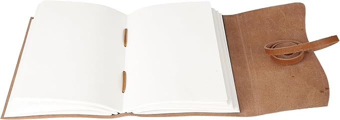 KomalC Handmade Leather Journal/Writing Notebook Diary/Bound Daily Notepad For Men & Women Unlined Paper Medium, writing pad gift for artist, sketch (Tan, 7 x 5)