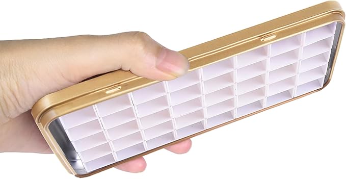 40Pcs Empty Half Pans with Magnetic Stripe Watercolor Paint Travel Tin Palette Case, Artist Paints Half Pan Kits for DIY Watercolor Oils or Acrylics Painting Art Drawing Gold