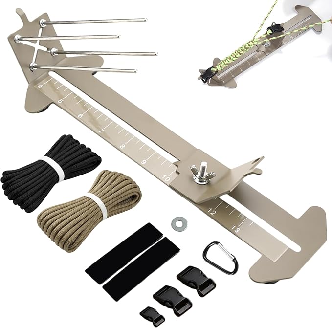 Paracord Jig Tools Bracelet Making Kit Accessories Adjustable Paracord Jig Kit with 2 Cords and 3 Buckles Bracelet Adjustable Length 4" to 13" (Kahki)