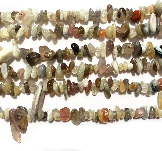 7-8mm Natural Botswana Agate Gemstone Chips Beads Healing Crystals Waist Bracelets Necklace Kit Irregular Stone DIY Crafts Design Jewelry Making