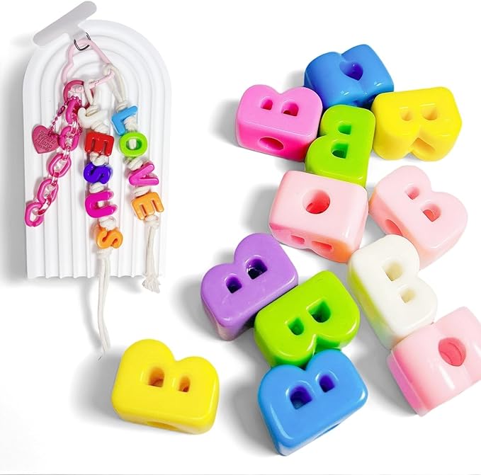 Maerolre 20Pcs Large Letter Beads, 20mm Big Acrylic Bubble Alphabet Beads, Colorful Plastic Beads for DIY Keychains, Jewelry Making, Phone Crafts Projects- B