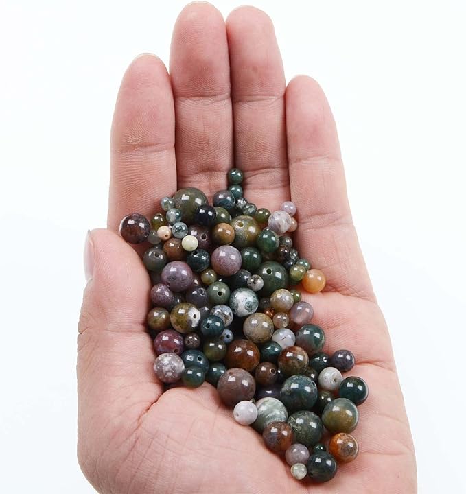bymitel 10mm natural indian agate round beads gemstones genuine with 90pcs diy jewelry making unisex (10mm 90pcs, indian agate)