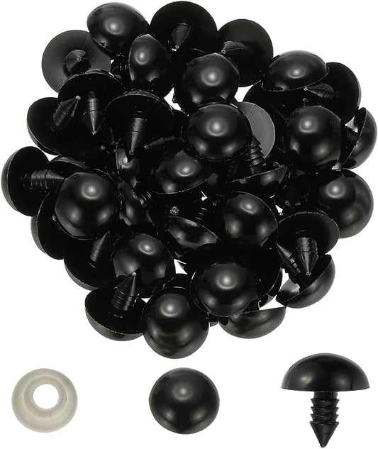 PATIKIL 18mm Safety Eyes, 100 Set Plastic Craft Eyes with Washers Safety Eyes for Stuffed Animals Crochet Toys Dolls DIY Crafts Making, Black