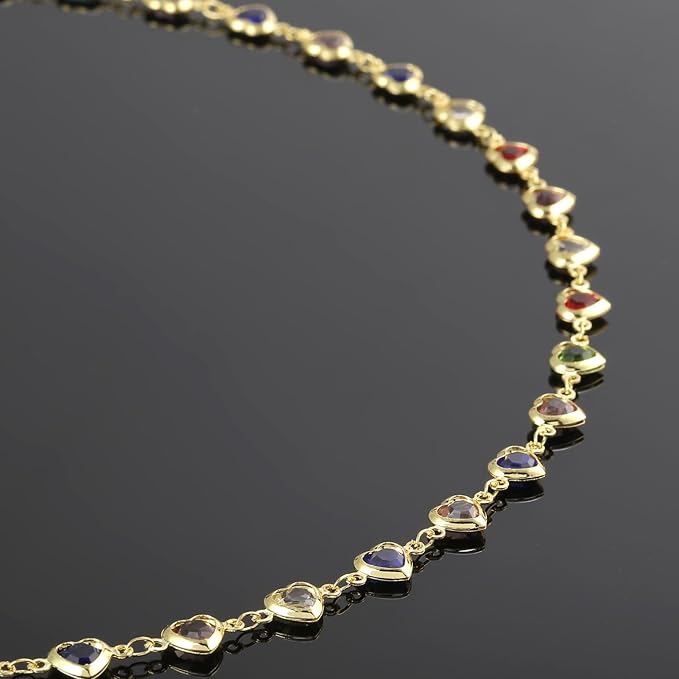 UMAOKANG 3 Meters Colorful Glass Bead Chain for Jewelry Making 18K Gold Plated Brass Chains Bulk Heart Chain for Women Necklace DIY Jewelry Making Chain