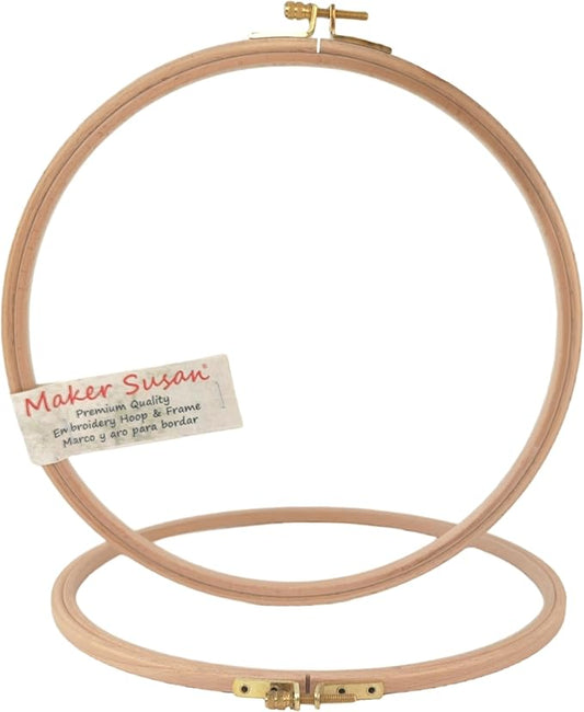 maker susan 10" wood embroidery hoop, round beechwood cross stitch hoop with adjustment brass screw, cross stitch hoops and frames, suitable for embroidery, craft sewing (10 inch)