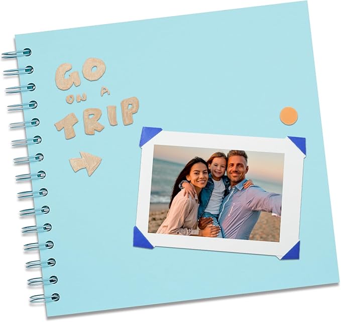 8X8 Inch DIY Scrapbook Photo Album, Kraft Blank Paper Scrap Book 40 Pages Memory Book for Wedding Family, Light Blue