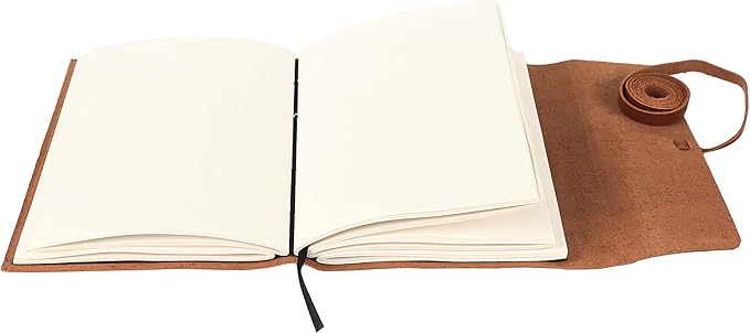 KomalC Handmade Leather Journal | Writing Notebook Diary | Bound Daily Notepad For Men & Women Unlined Paper Medium, Writing Pad for Artist, Sketch