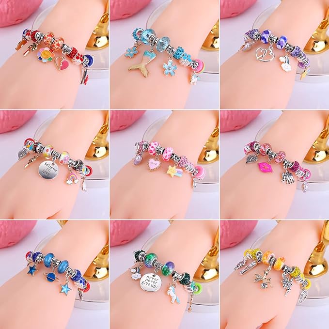 aipridy 150 pieces charm bracelet making kit,unicorn mermaid crafts gifts set can inspires imagination and creativity,jewelry making kit perfect gifts for girls 5-12 years old (150 pieces)