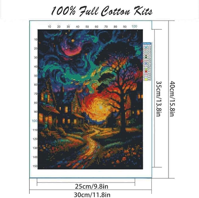 house cross stitch kits for adults beginner,flower counted cross stitch kits printed stitching cute patterns dimensions needlepoint art crafts embroidery kits for adults beginners (15.7x11.8 inch)