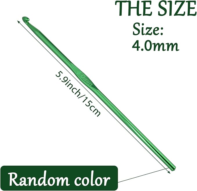 4 mm Crochet Hook, Crochet Needles for Yarn, Aluminum Ergonomic Crochet Hooks for Craft Beginners