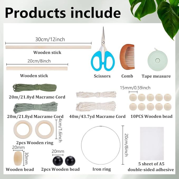 FREEBLOSS 2 Set DIY Macrame Leaf Wall Hanging Kit Beginners Macrame Kit Leaf and Owl Woven Tapestry Feather Wall Hanging DIY Macrame Kit for Adults Birthday Gift, Instructions Included