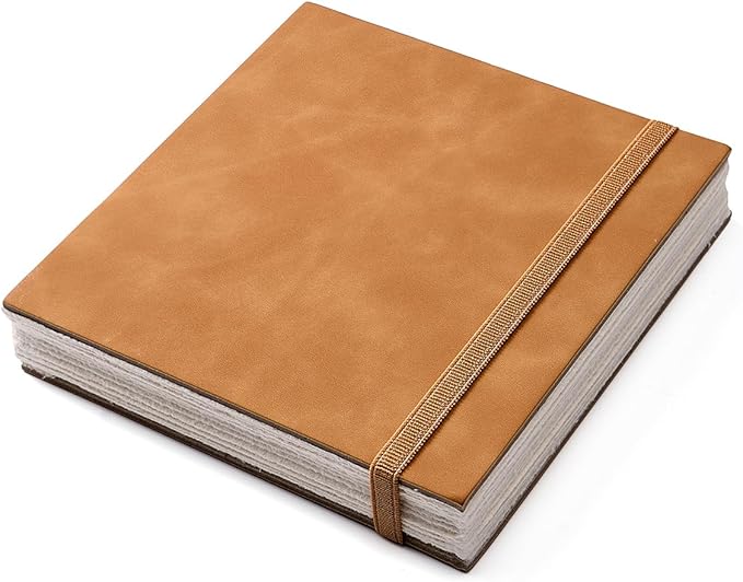 tumuarta deckle edge paper sketchbook, 92 lb, 150 gsm, 80 sheets mixed media paper, acid free, handmade journal hardbound sketch book for pencil, ink, markers, acrylic and more (6" x 6")