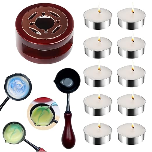 Wax Seal Warmer, ONWINPOR 400pcs Pearl Pink Sealing Wax Beads Kit with Warmer, Non-Slip Spoon, Candles for Envelopes, Stamp Letter Seal,Wedding Invitations (Pearl Pink)