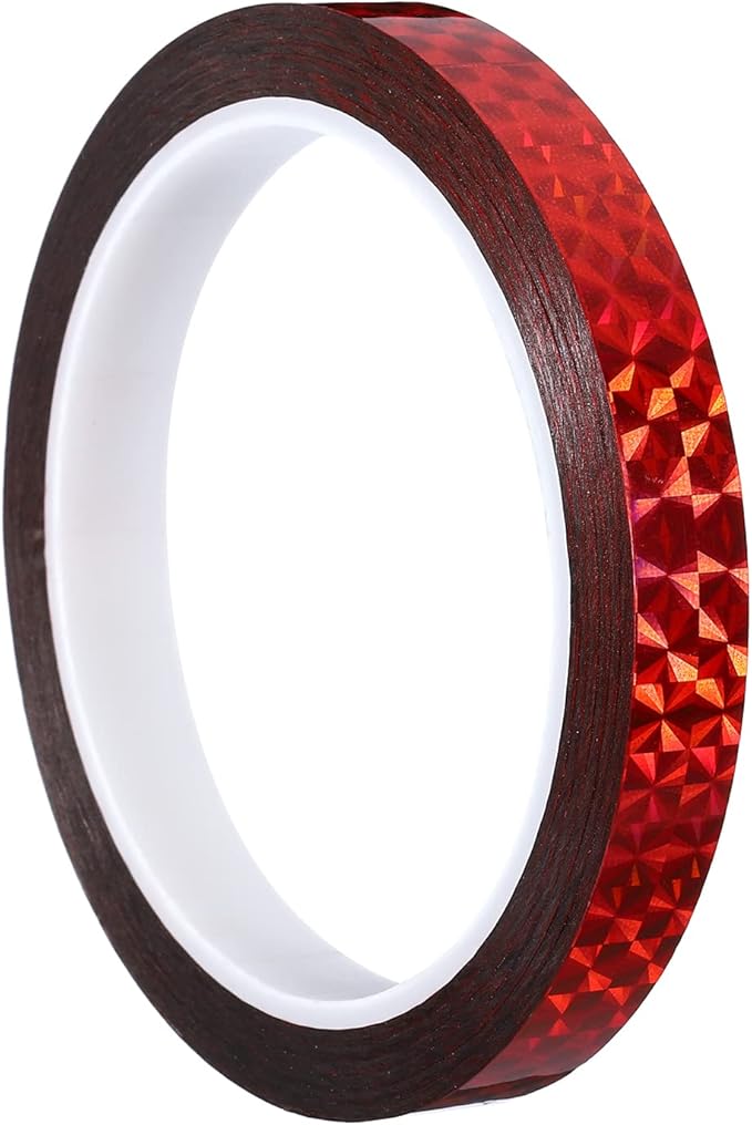 PATIKIL Prism Tape 0.5 Inch x 55 Yards, Holographic Metalized Reflective Adhesive for Detailing Accent Wall Decor Art, Red
