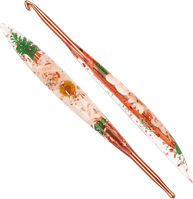 Katech 5.5mm Crochet Hooks with Floral Pattern-Elegant &Unique Crochet Needles-Longer Smooth Glide Crocheting Hook for Arthritic Hands, Beginners & Professional Ideal Crochet Gift(H)
