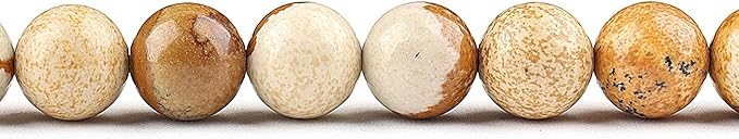 Natural Stone Beads for Jewelry Making - 10mm Round Gemstone Beads for Bracelets(34-37pcs, Picture Jasper)