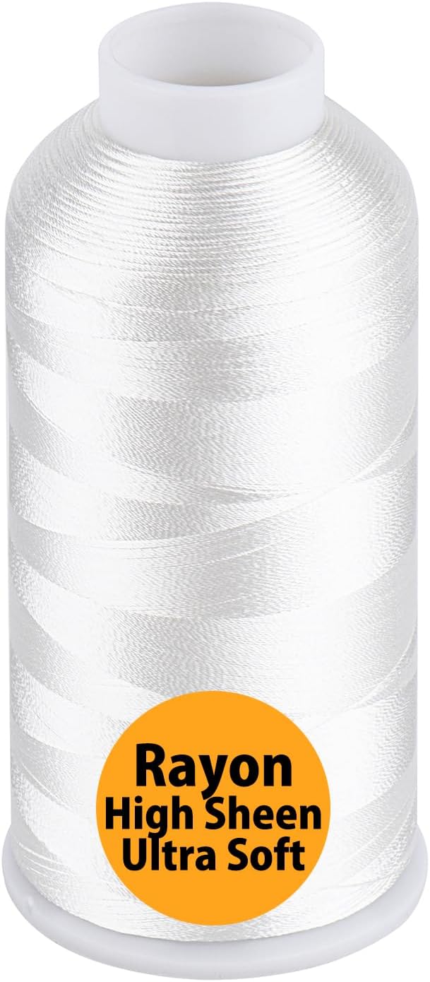 Simthread Rayon Embroidery Thread 5500 Yards, 40wt 100% Rayon Viscose for Commercial and Domestic Machines - Cream White 1003