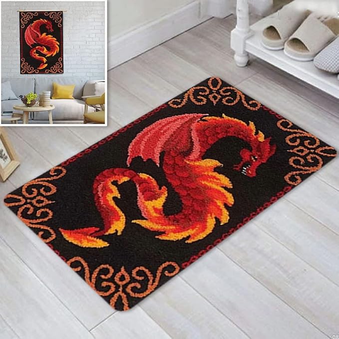 YOOTOM Latch Hook kit Rug DIY Handcrafts for Adults, Pre-Printed Canvas Handmade Carpet Cushion Crochet Yarn Needlework Tapestry 3D Crafts for Home Decor, 20x15in