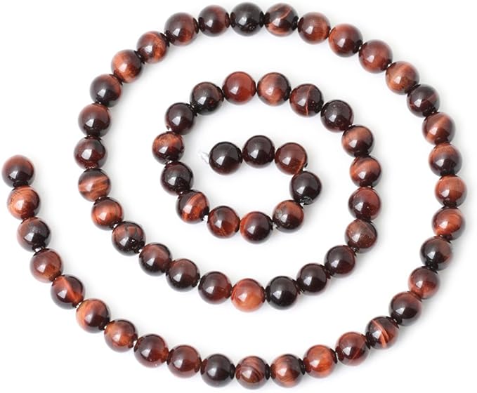 cheavian 60pcs 6mm natural red tiger eye gemstone round loose beads for jewelry making diy findings 1 strand 15"