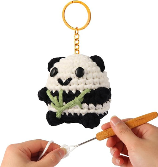 GougouStar Crochet Kit for Beginners, Animal Crochet Kits, Knitting Kit with Step-by-Step Video Tutorials and Crochet Accessories - Amigurumi Beginner Crochet Kit (Black Panda)