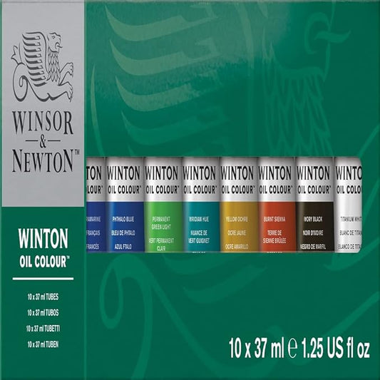 Winsor & Newton Winton Oil Color Paint, Starter Set, 10 x 37ml Tubes, 1.25 Fl Oz (Pack of 10)