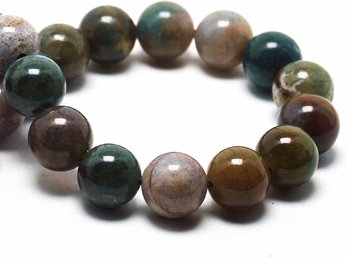 Natural Stone Beads Gemstone Beads for Jewelry Making - Crystal Beads for Bracelets, 8mm Beads Round Loose Beads(44-47pcs, 8mm, Colorful Indian Agate)