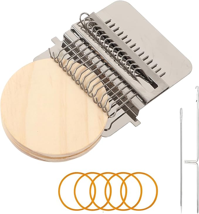 Agatige Speedweve Small Mini Darning Looms, Wooden Loom Speedweve Type Weave Tool Knit Patch Kit for DIY Crafts Mending Jeans Clothes Tapestries Carpets Scarves (21 Needles)