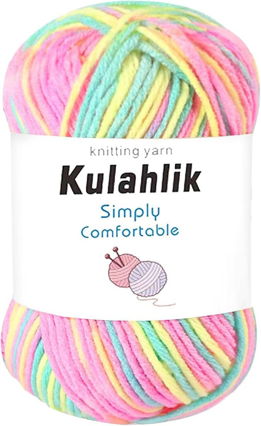 50g(1x50g) Acrylic Yarn for Crocheting and Knitting, Colorful Gradient Yarn Thread, 1 Rolls Skeins, Multicolor Hilo Acrílico, Perfect for DIY Crafts Project