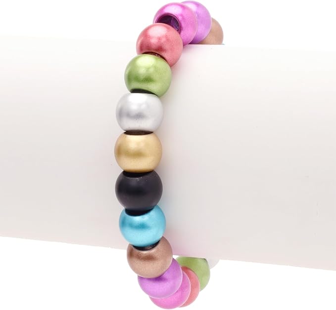 matte metallic acrylic large hole beads 12mm with 5.7mm hole, multicolor