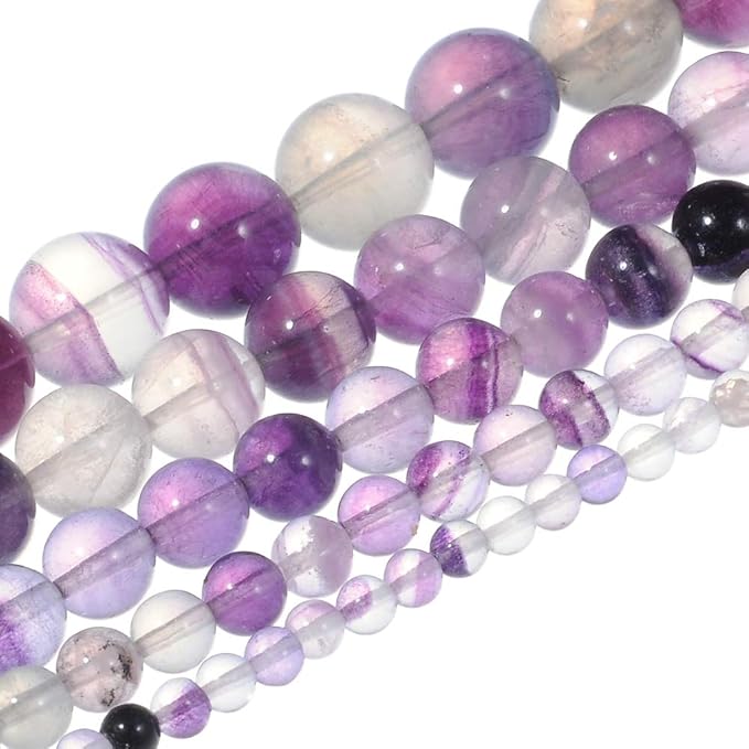 12mm Natural Purple Fluorite Gemstone Round Loose Beads Crystal Stone Bracelet Necklace Accessories Crafts for Jewelry Making DIY,1 Strand 15"
