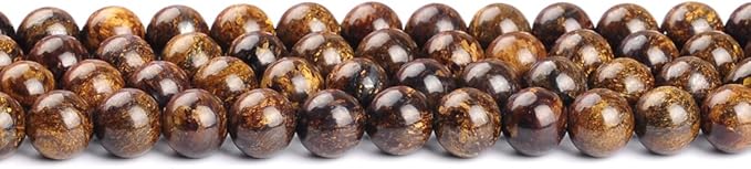10mm Natural Bronzite Gemstone Round Loose Beads Crystal Stone Bracelet Necklace Accessories Crafts for Jewelry Making DIY,1 Strand 15"