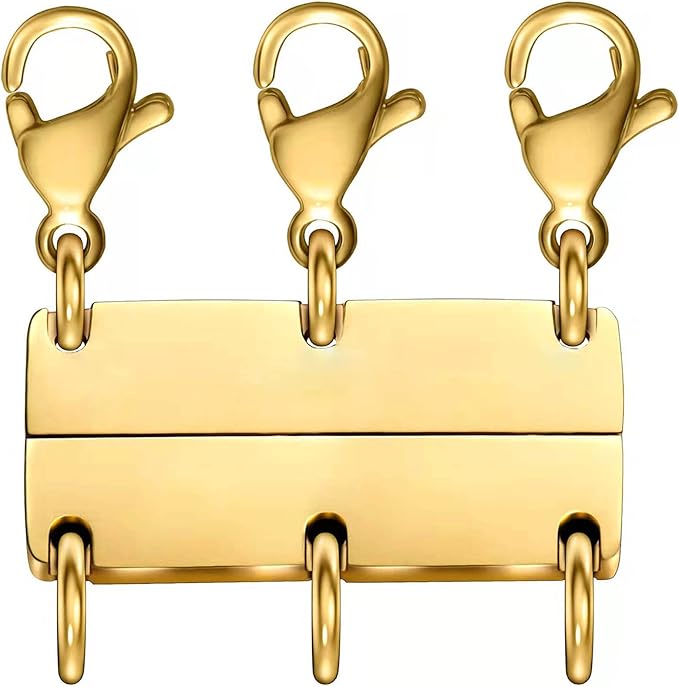 layering necklace clasp,18 k gold and silver separator for stackable necklaces