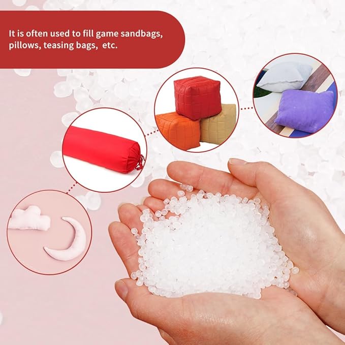 FTEVEN 450g / 15.9oz Stuffing Beads, Premium Plastic Weight Stuffed Beads, Polyethylene Filler Bead, Plastic Transparent Stuffing Bead for Filling Bean Bags, DIY Crafts