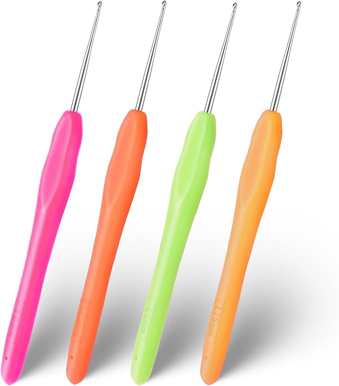 Molain 4 Pcs Crochet Hook Set, 1 mm, 1.25 mm, 1.5 mm, 1.75 mm - Small Size, Ergonomic Handle - Lace Crochet Hooks for Knitting Scarf, Gloves, Bags, Hats, Socks