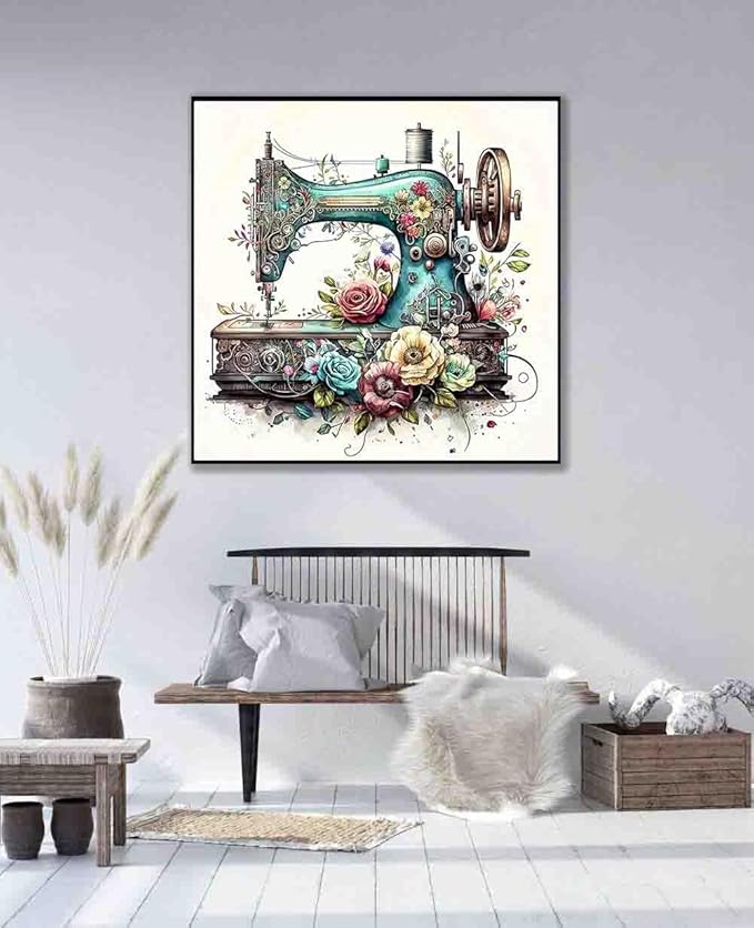 flower stamped cross stitch kits for adults beginner,sewing machine counted cross stitch kits printed stitching cute patterns dimensions needlepoint art crafts embroidery kits for adults beginners