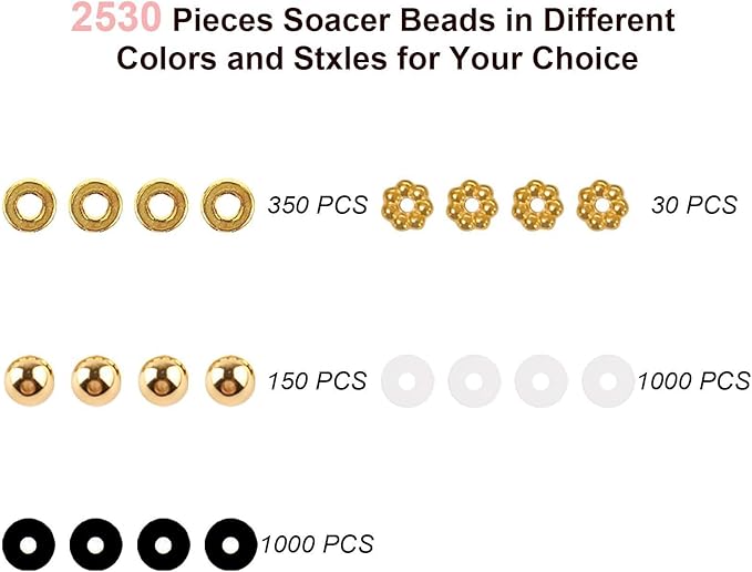 Believo Polymer Clay Beads Kit for DIY Jewelry with Elastic Cord, Colorful Flat Heishi Beads and Spacer Pieces – Ideal for Friendship Bracelet & Necklace Making (Black & White)