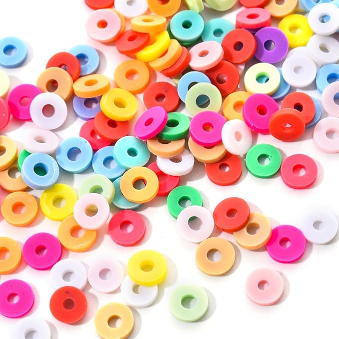 15 Colors 2250 Pcs Clay Beads Kit for Bracelets Making, Flat Round Polymer Spacer heishi Clay Beads for Craft and Jewelry Making