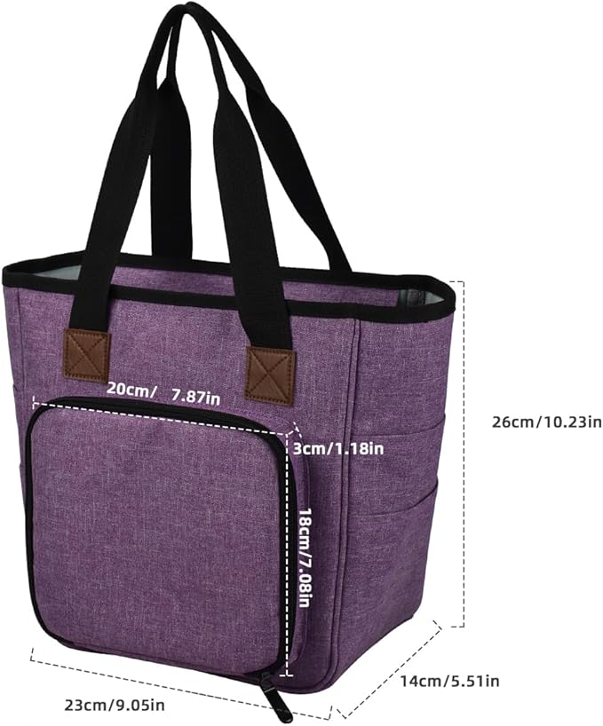 ZBEZBE Knitting & Crochet Tote Bag, Multi-Pocket Yarn Storage Organizer, Portable Yarn Holder for Knitting Needles, Crochet Hooks, Yarn Skeins & Craft Supplies