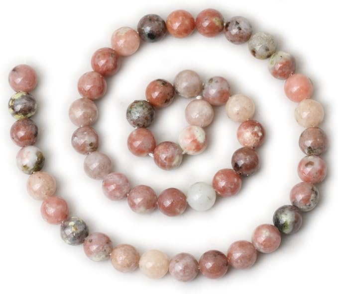 cheavian 45pcs 8mm natural plum blossom stone gemstone round loose beads for diy bracelet necklace earrings jewelry making 1 string 15 inches