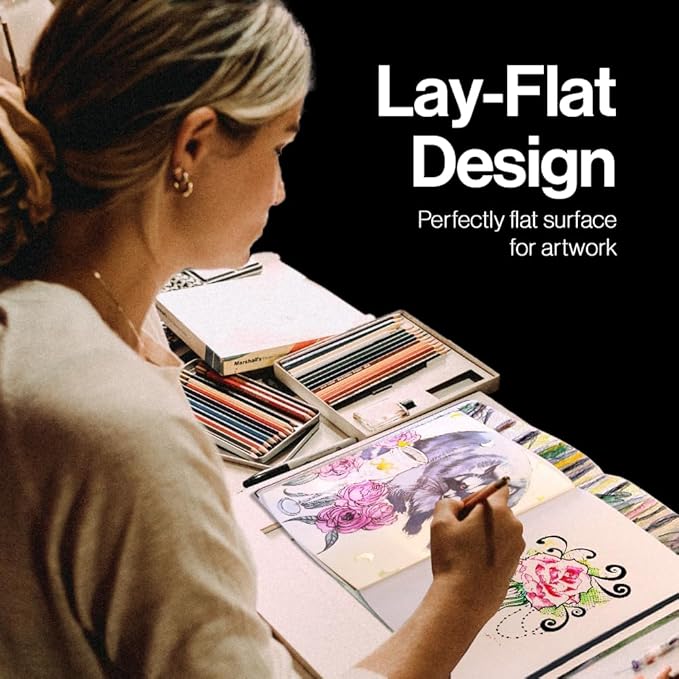 leda art supply large sketchbook 160 pages softbound cover sketchbook for artists - leather drawing notebook for all, ideal for ink, water color, pen, pencils | 7 x 10 inch art journal