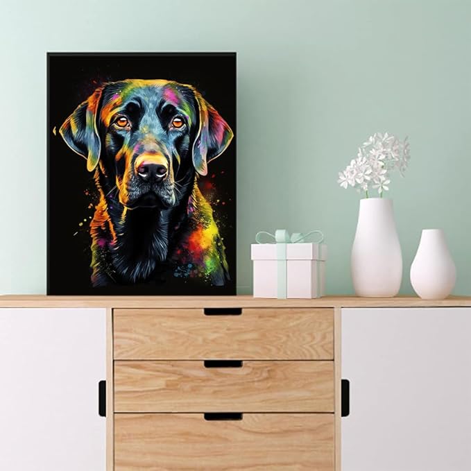EIBEILI Diamond Painting Kits for Adults DIY 5D Diamond Art Paint with Round Diamonds Full Drill Gem Dog Art Painting Kit for Home Wall Decor Gifts 12x16inch