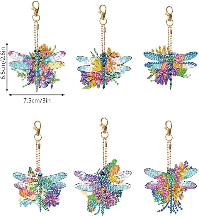 Diamond Painting Keychains Kits, Double Sided Diamond Art Keyrings for Adults, DIY Art Key Rings Ornaments Kits
