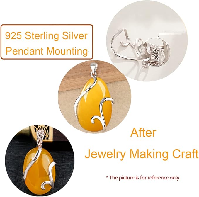 925 Sterling Silver Pendant Blank fit 24X33mm Oval Cabochon Pendant Setting Jewelry Findings DIY Jewelry Craft