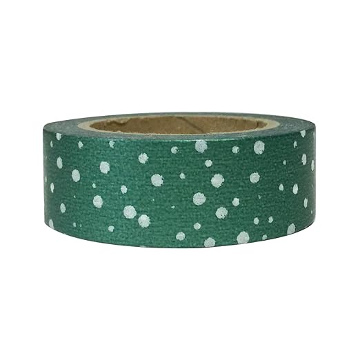 Wrapables Colorful Washi Masking Tape, Metallic Green Snowfall