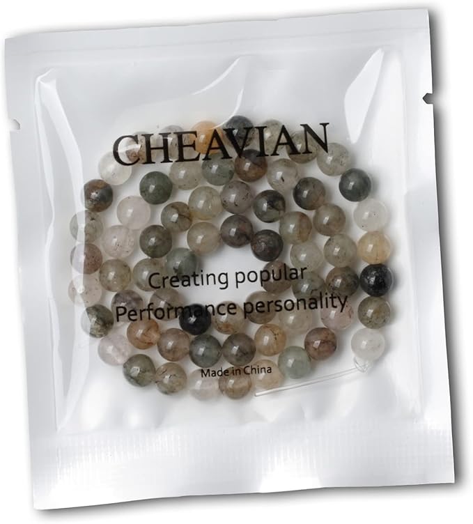 cheavian 60pcs 6mm natural green phantom crystal round loose beads for jewelry making 1 strand 15"