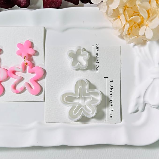 Xaekicr 2PCS Flower Polymer Clay Cutters – Floral Clay Earring Cutters for Spring Jewelry, Cute Clay Tools for Polymer Clay Crafts and DIY Gift Making