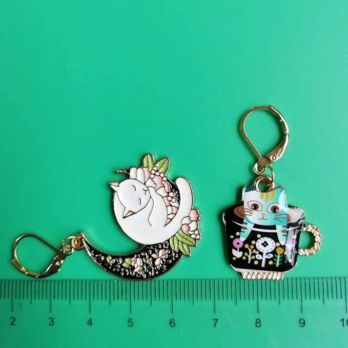 6pcs Cat Crochet Removable Locking Stitch Markers for Knitting and Crocheting Cute Metal Charms Great Gift Knitting Supplier