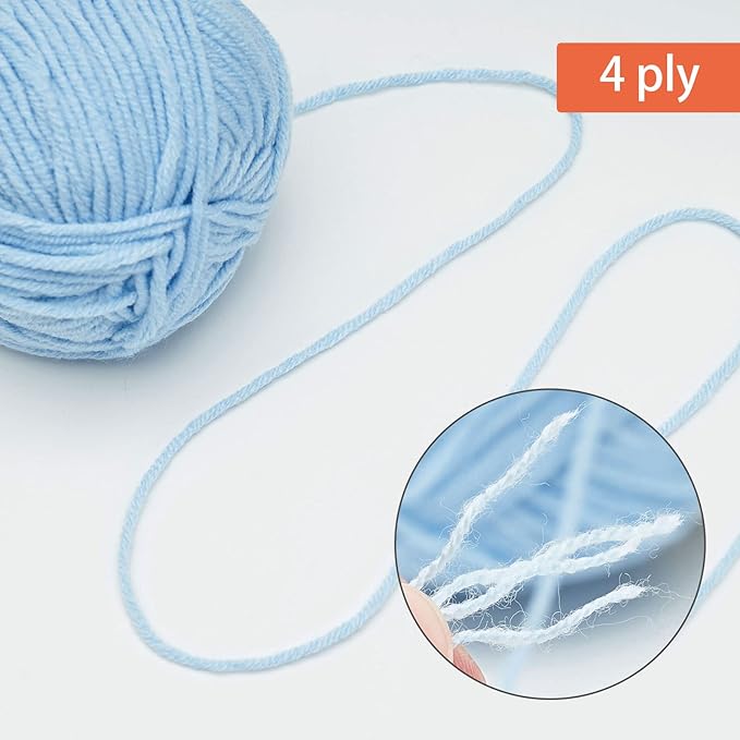 NICEEC 300g Soft Assorted Colors Yarn - Sport Weight,100% Acrylic, 4 Ply, Bonbons Yarn for Crochet & Knit, DIY Project Starter Kit for Kids or Adults(Total 870yds) - Aqua